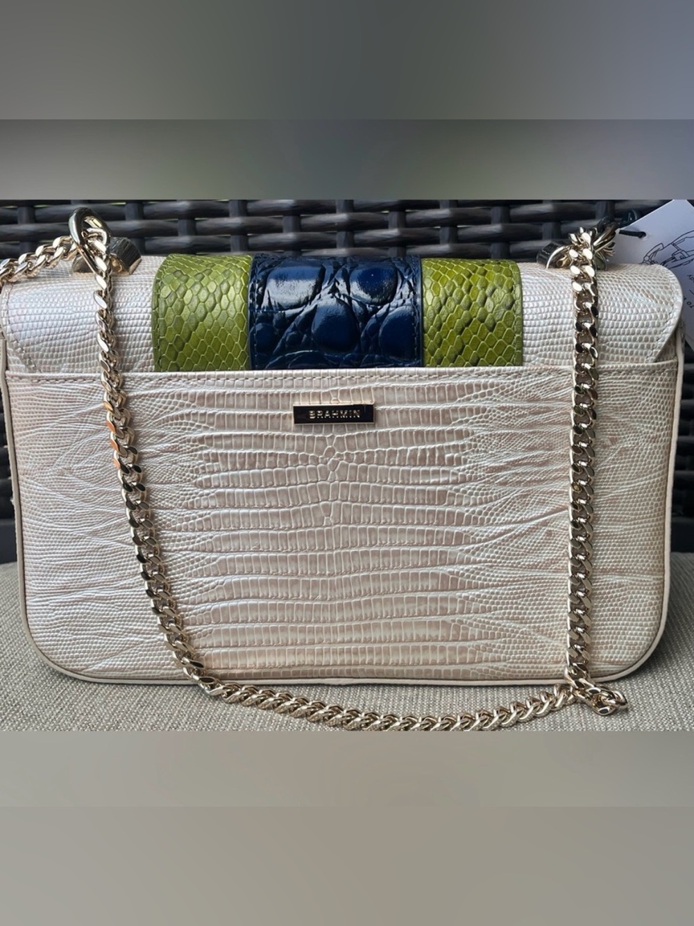 NWT Brahmin ROSA in MULTI ANTIGUO Convertible Chain & Leather Strap Bag - Picture 3 of 15